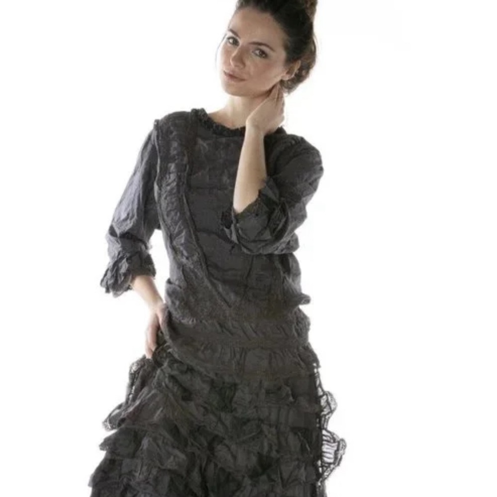 Magnolia Pearl Black Ruffled Dress